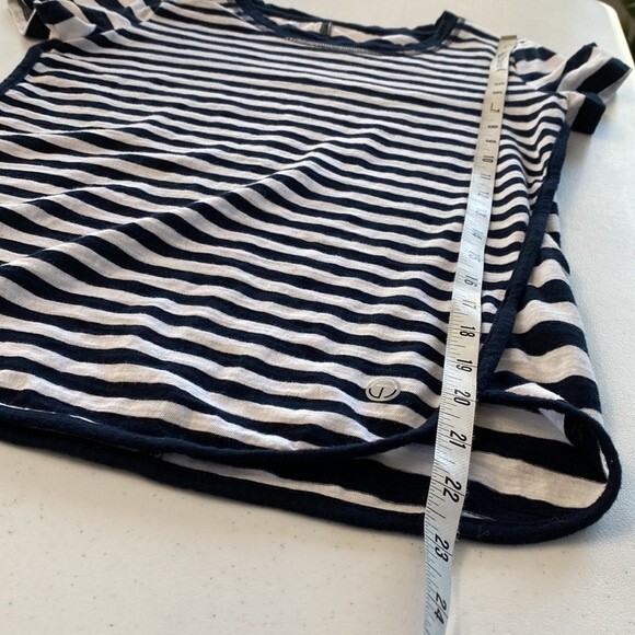 Talbots T By Talbots Stripe Short Sleeve Top Tee Crew Neck Trim Navy White - Picture 10 of 12
